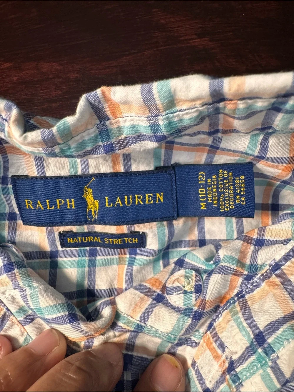Ralph Lauren Short-Sleeve Plaid Button-Down Shirt - Blue & Orange